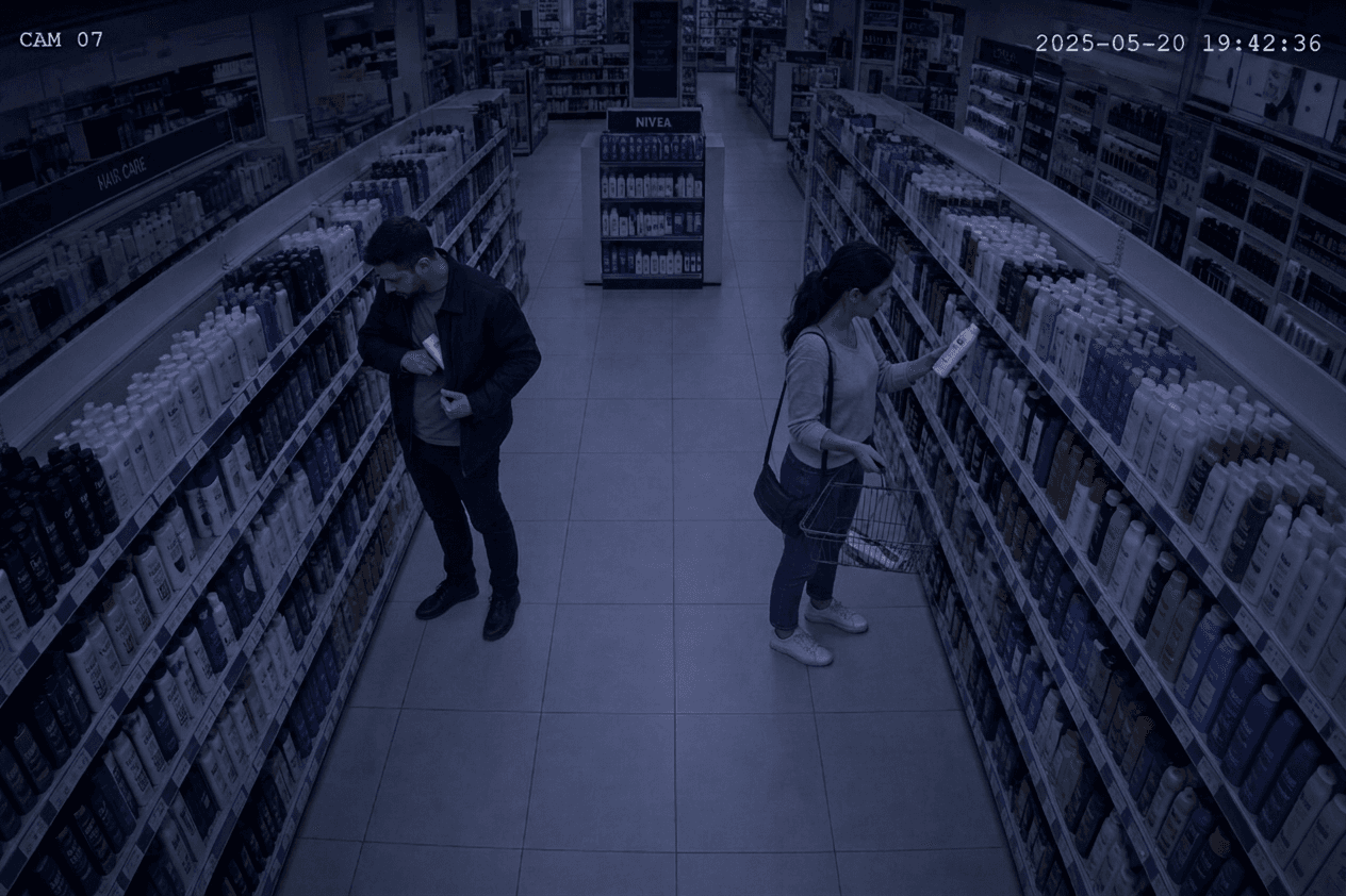 CCTV aisle before IntelliGuard calibration