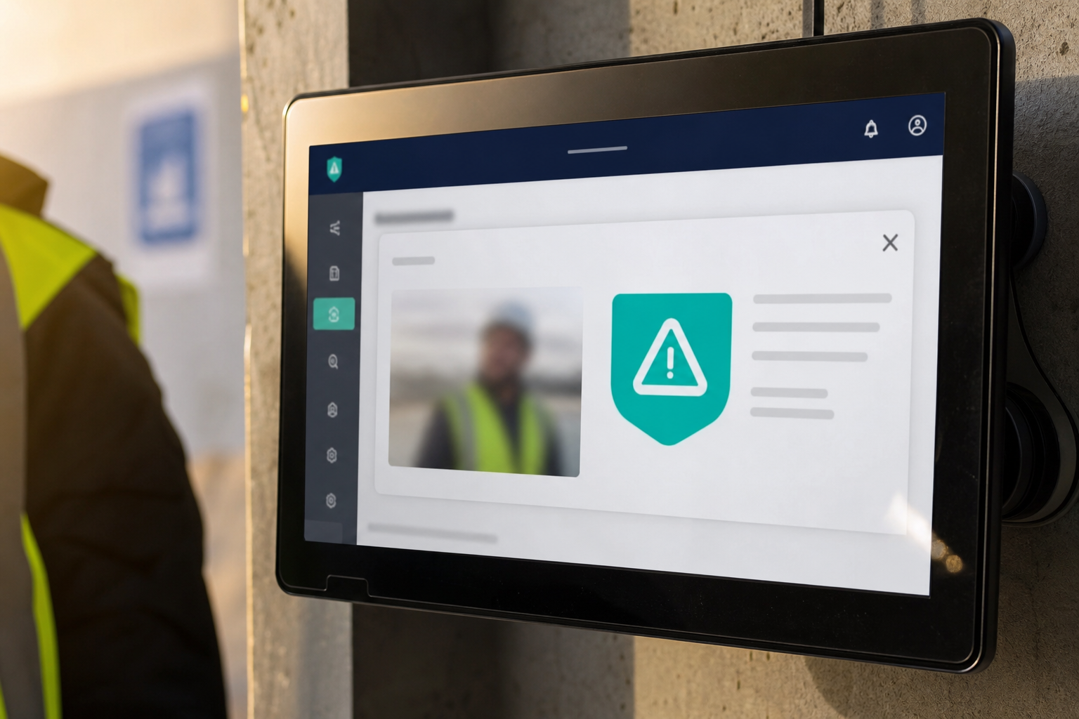 PPE compliance alert on a site safety monitor